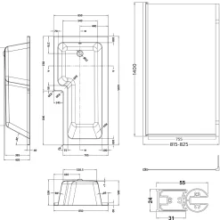 Drench L Shaped Shower Bath with Panel and Shower Screen - 1700mm