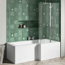 Drench L Shaped Shower Bath with Panel and Shower Screen - 1700mm