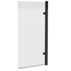Drench Matt Black 8mm Square Corner Hinged Bath Screen - 1520 x 815mm