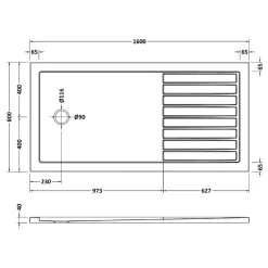 Drench MineralStone Walk In Shower Tray with Draining Area