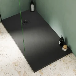 Drench Naturals Black Thin Slate-Effect Rectangular Shower Tray - 11 Sizes