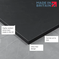 Drench Naturals Black Thin Slate-Effect Rectangular Shower Tray - 11 Sizes