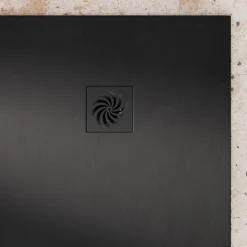 Drench Naturals Black Thin Slate-Effect Rectangular Shower Tray - 11 Sizes