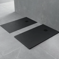 Drench Naturals Black Thin Slate-Effect Rectangular Shower Tray - 11 Sizes
