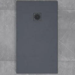 Drench Naturals Dark Grey Thin Slate-Effect Rectangular Shower Tray - 4 Sizes