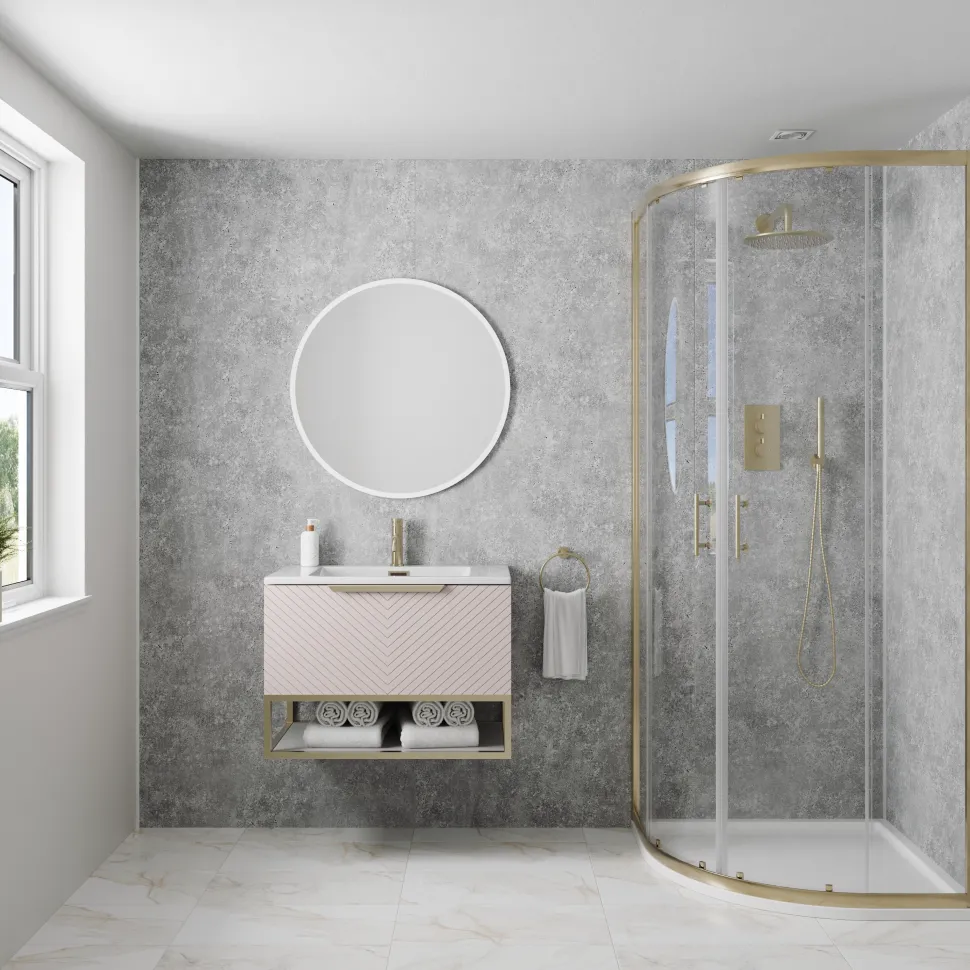 Drench Naturals Grey Concrete PVC Waterproof Bathroom Wall Panel - 1000 x 2400mm