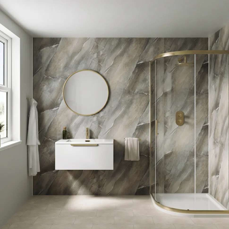 Drench Naturals Matt Slate PVC Waterproof Bathroom Wall Panel - 1000 x 2400mm