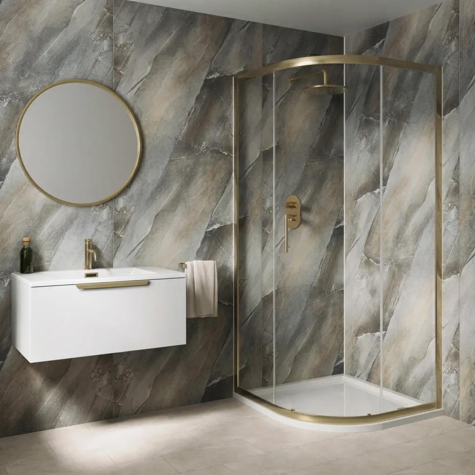 Drench Naturals Matt Slate PVC Waterproof Bathroom Wall Panel - 1000 x 2400mm