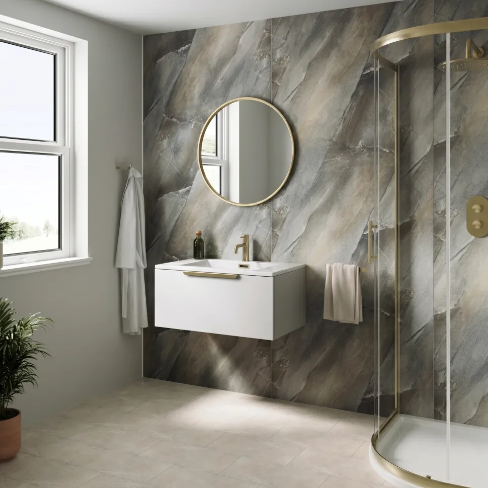 Drench Naturals Matt Slate PVC Waterproof Bathroom Wall Panel - 1000 x 2400mm