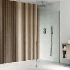 Drench Naturals Oak & Black Slatted Wood Waterproof Bathroom Wall Panel - 3 pack