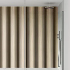 Drench Naturals Oak & Black Slatted Wood Waterproof Bathroom Wall Panel - 3 pack