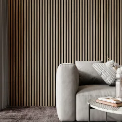 Drench Naturals Oak & Black Slatted Wood Waterproof Bathroom Wall Panel - 3 pack