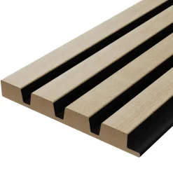 Drench Naturals Oak & Black Slatted Wood Waterproof Bathroom Wall Panel - 3 pack