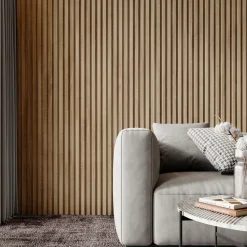Drench Naturals Oak Slatted Wood Waterproof Bathroom Wall Panel - 3 pack