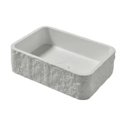 Drench Naturals Stone Texture Rectangular Countertop Basin with Waste