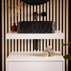 Drench Naturals Stone Texture Rectangular Countertop Basin with Waste