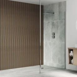 Drench Naturals Walnut & Black Slatted Wood Waterproof Bathroom Wall Panel - 3 pack