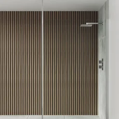 Drench Naturals Walnut & Black Slatted Wood Waterproof Bathroom Wall Panel - 3 pack