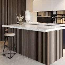 Drench Naturals Walnut & Black Slatted Wood Waterproof Bathroom Wall Panel - 3 pack