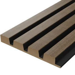 Drench Naturals Walnut & Black Slatted Wood Waterproof Bathroom Wall Panel - 3 pack