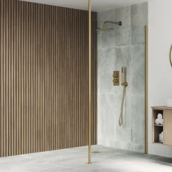 Drench Naturals Walnut Slatted Wood Waterproof Bathroom Wall Panel - 3 pack