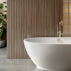 Drench Naturals Walnut Slatted Wood Waterproof Bathroom Wall Panel - 3 pack
