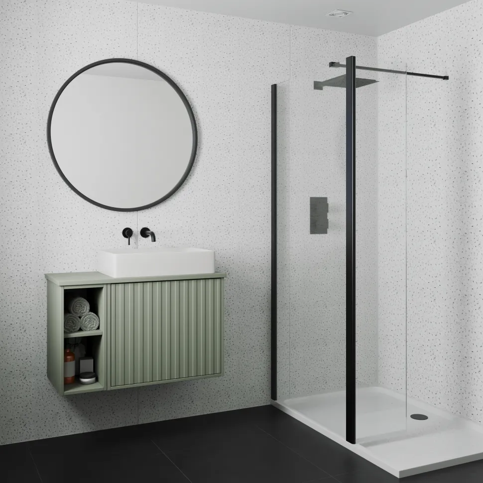 Drench Naturals White Terrazzo PVC Waterproof Bathroom Wall Panel - 1000 x 2400mm