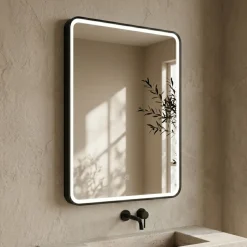 Drench Noir LED Illuminated Black Framed Mirror with Demister Pad - 500 x 700mm
