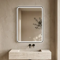 Drench Noir LED Illuminated Black Framed Mirror with Demister Pad - 500 x 700mm