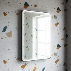 Drench Noir LED Illuminated Black Framed Mirror with Demister Pad - 500 x 700mm