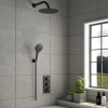 Drench Noir Matt Black Round Concealed Shower System with Fixed Head & Wall Mounted Shower Handset