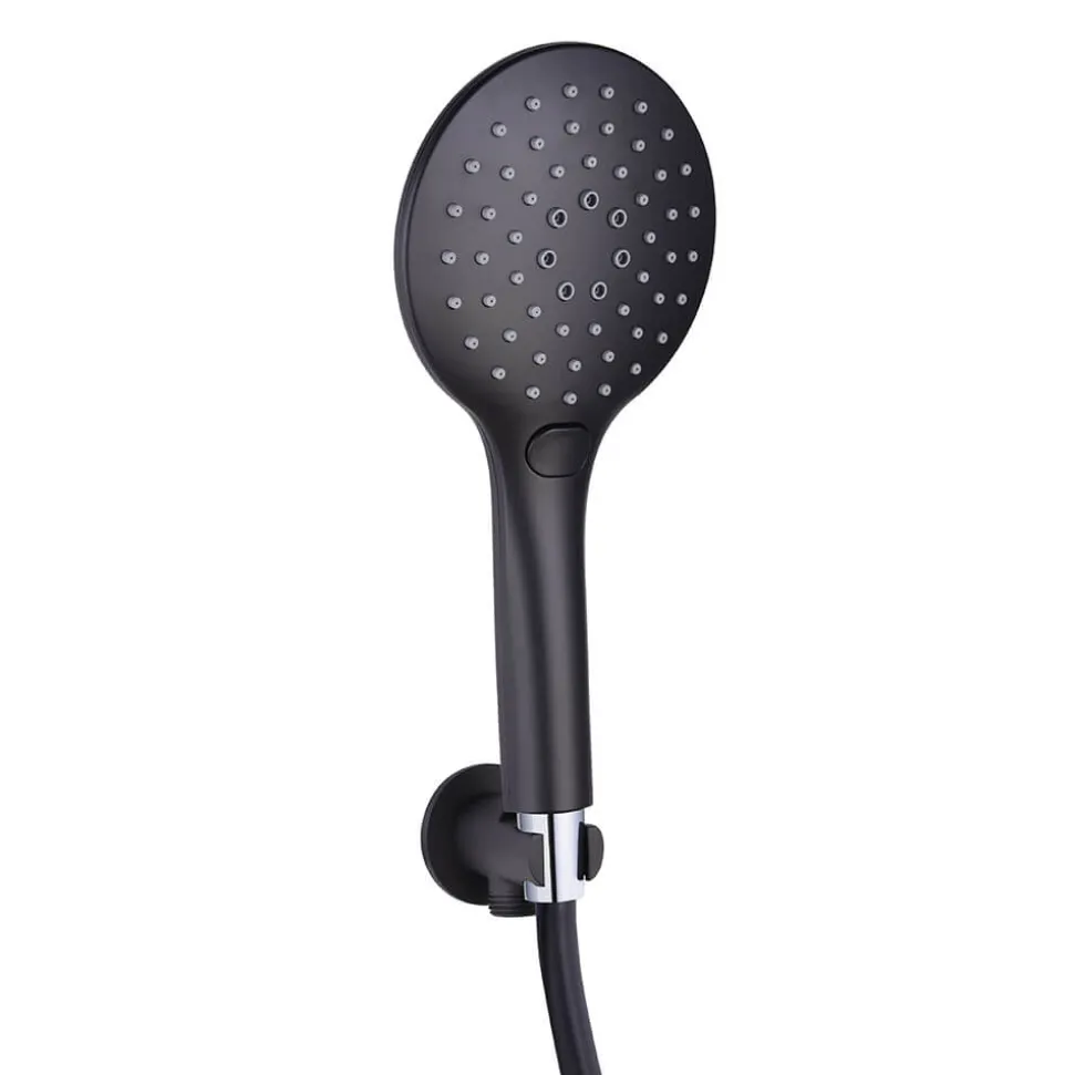 Drench Noir Matt Black Round Concealed Shower System with Fixed Head & Wall Mounted Shower Handset