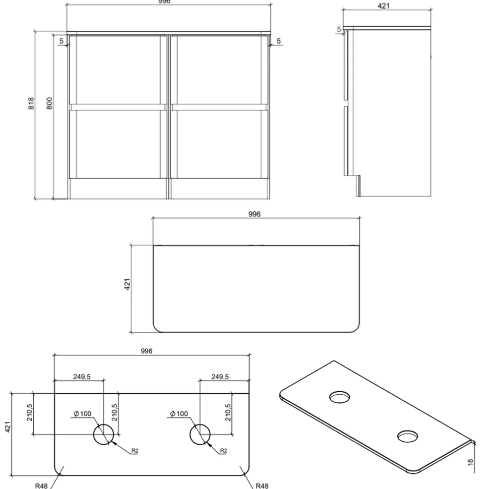 Drench Origin 1000mm Floorstanding Vanity Unit & Countertop