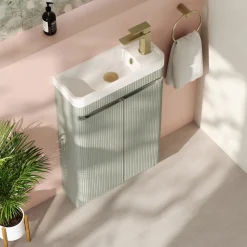 Drench Origin 500mm Fluted Cloakroom Floorstanding Vanity Unit & Basin
