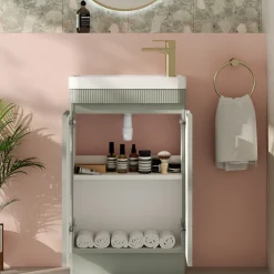 Drench Origin 500mm Fluted Cloakroom Floorstanding Vanity Unit & Basin