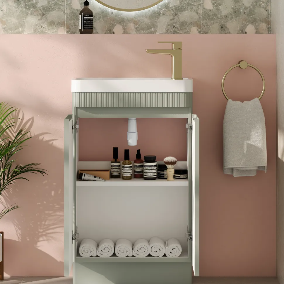 Drench Origin 500mm Fluted Cloakroom Floorstanding Vanity Unit & Basin