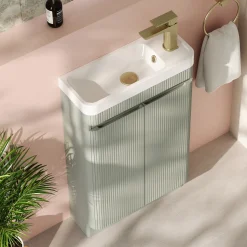 Drench Origin 500mm Fluted Cloakroom Floorstanding Vanity Unit & Basin