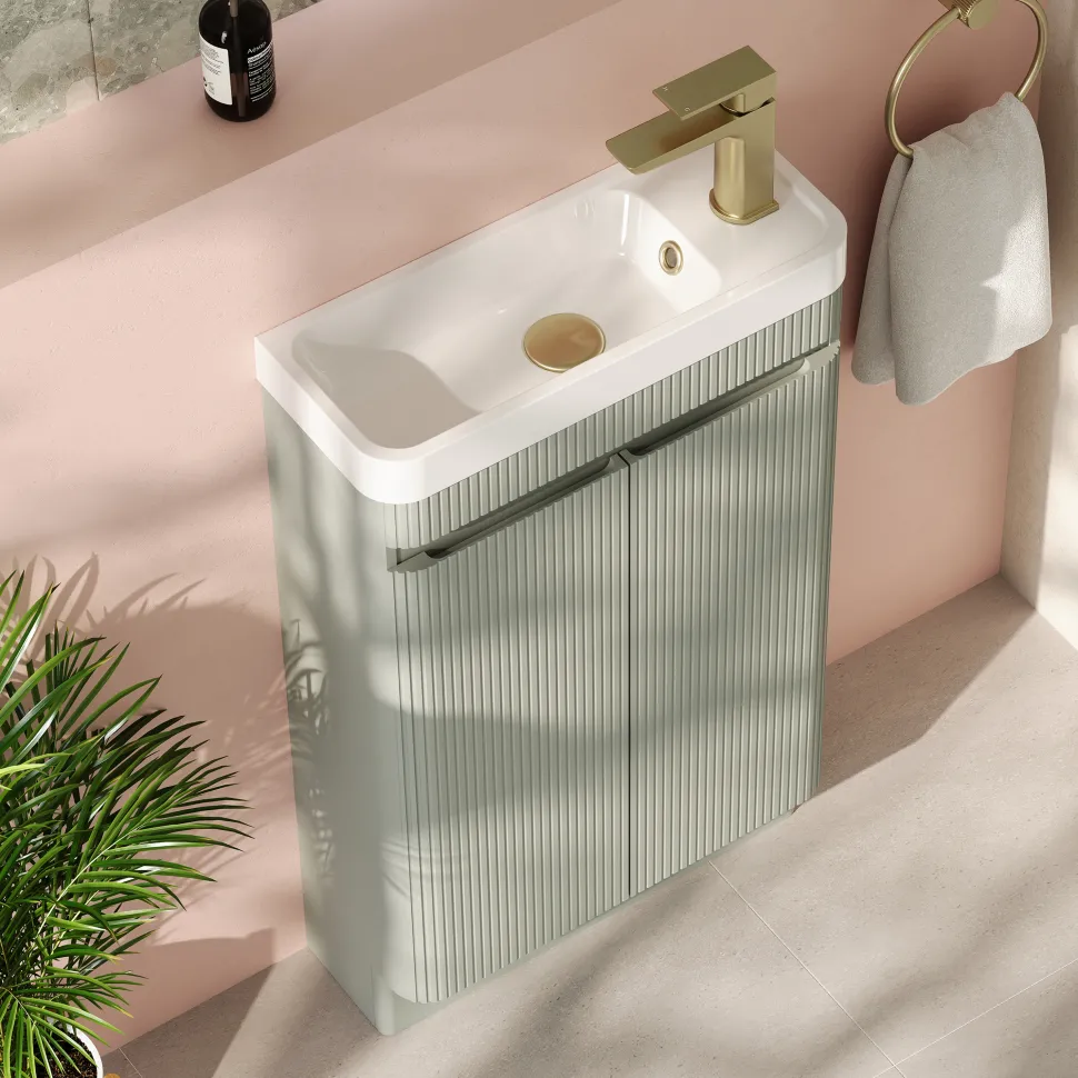 Drench Origin 500mm Fluted Cloakroom Floorstanding Vanity Unit & Basin