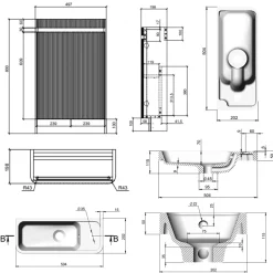 Drench Origin 500mm Fluted Cloakroom Floorstanding Vanity Unit & Basin