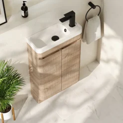 Drench Origin 500mm Fluted Cloakroom Floorstanding Vanity Unit & Basin