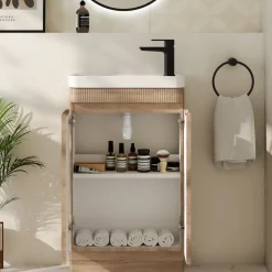 Drench Origin 500mm Fluted Cloakroom Floorstanding Vanity Unit & Basin