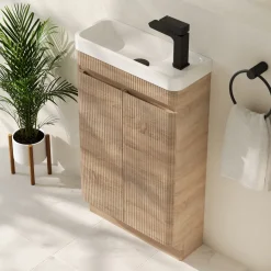 Drench Origin 500mm Fluted Cloakroom Floorstanding Vanity Unit & Basin