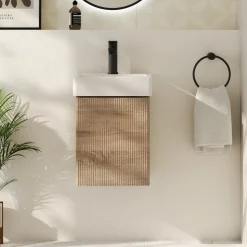 Drench Origin 340mm Fluted Cloakroom Wall Mounted Vanity Unit & Basin