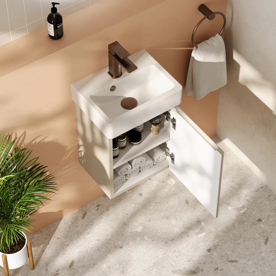 Drench Origin 340mm Fluted Cloakroom Wall Mounted Vanity Unit & Basin