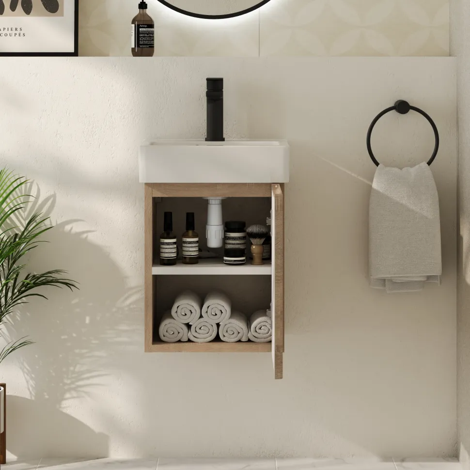 Drench Origin 340mm Fluted Cloakroom Wall Mounted Vanity Unit & Basin