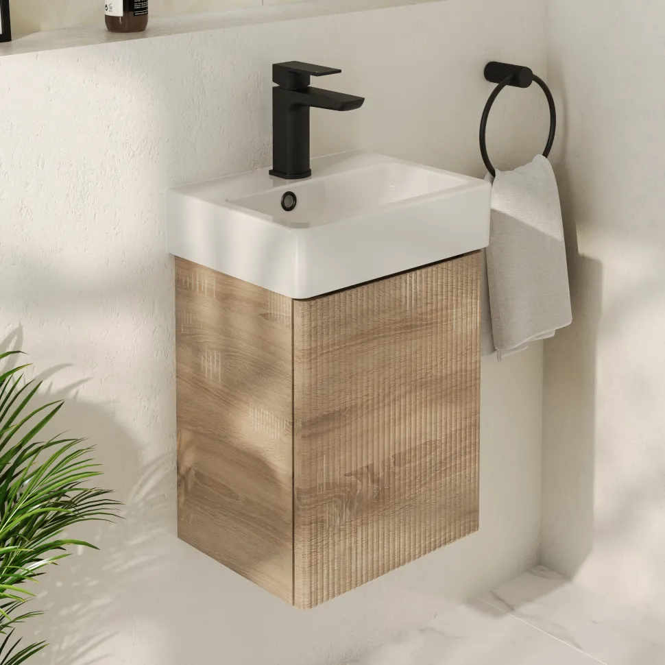Drench Origin 340mm Fluted Cloakroom Wall Mounted Vanity Unit & Basin