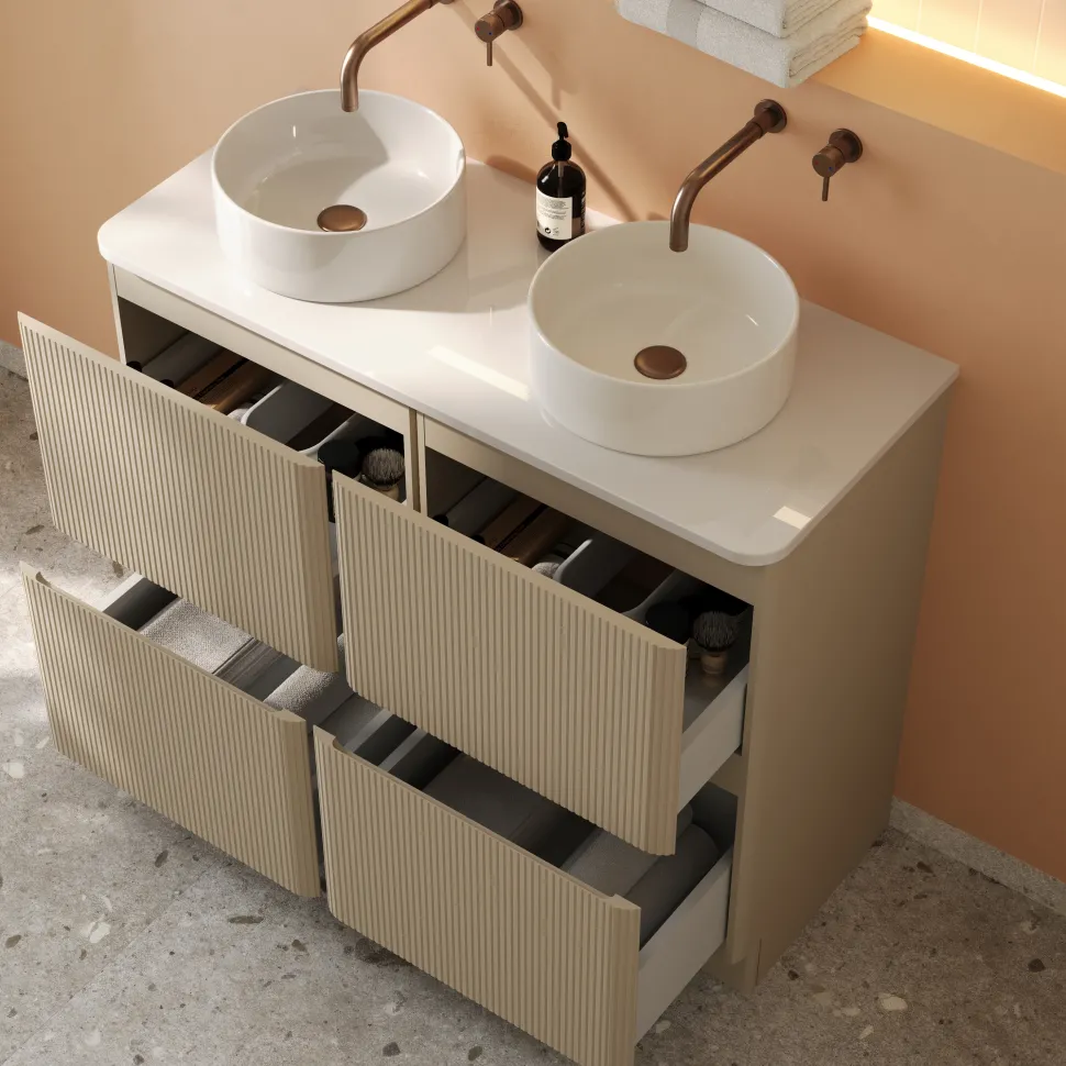 Drench Origin 1000mm Fluted Floorstanding Vanity Unit & Countertop