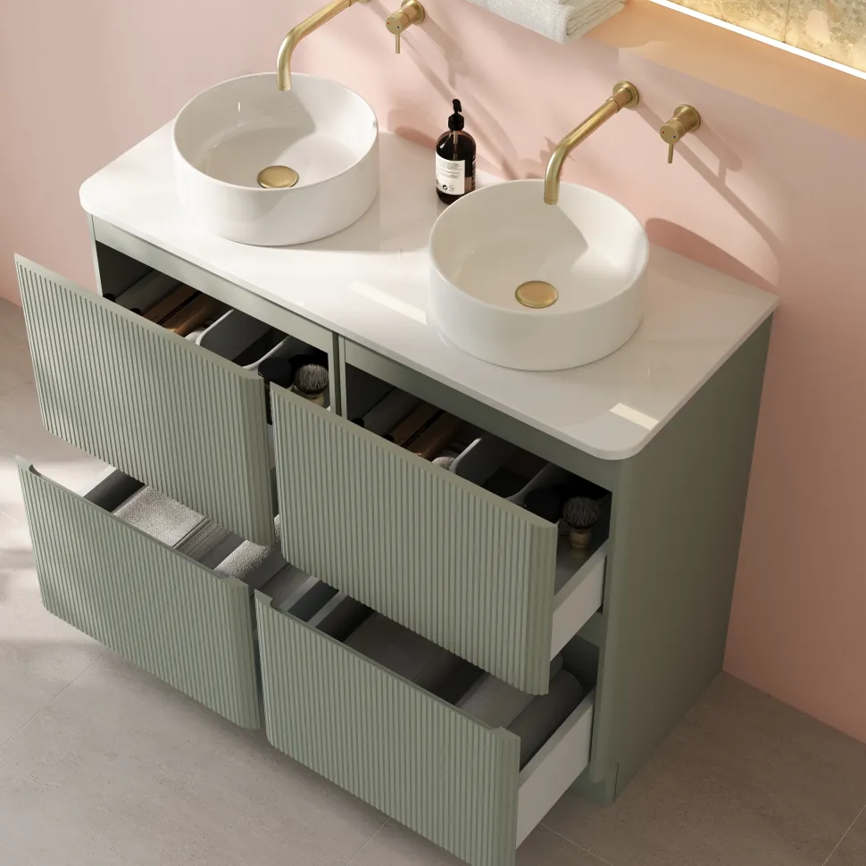 Drench Origin 1000mm Fluted Floorstanding Vanity Unit & Countertop