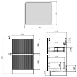 Drench Origin 500mm Fluted Floorstanding Vanity Unit & Countertop