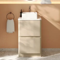 Drench Origin 500mm Fluted Floorstanding Vanity Unit & Countertop